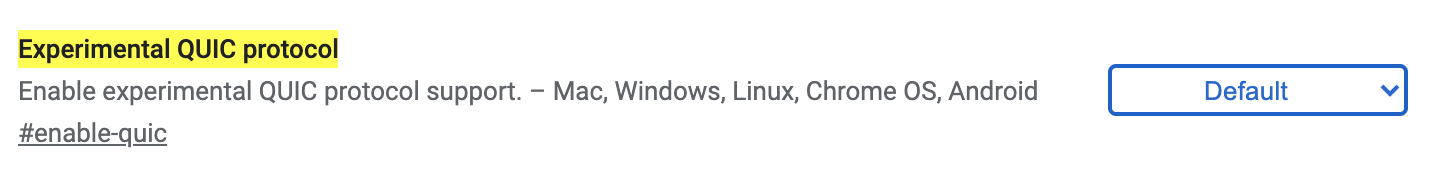 Chrome 禁用 QUIC 设置界面