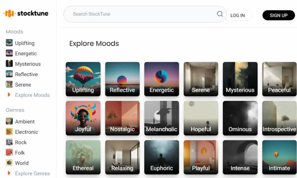 StockTune 免费 AI 音乐素材网站，无版权音乐免费下载